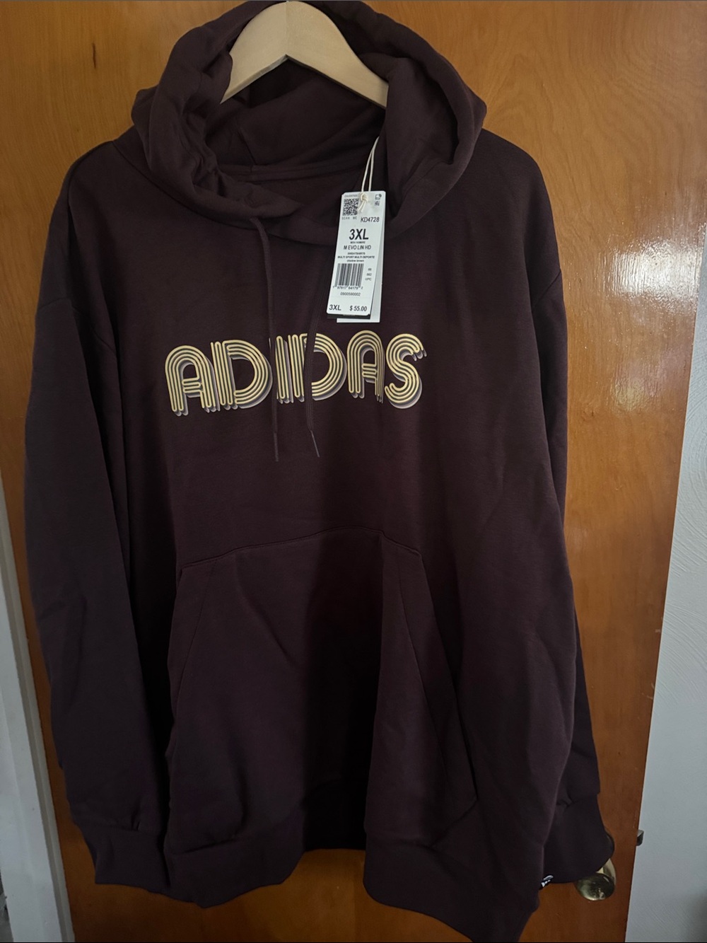 Adidas Hoodie Mens 3X Brown 3XL